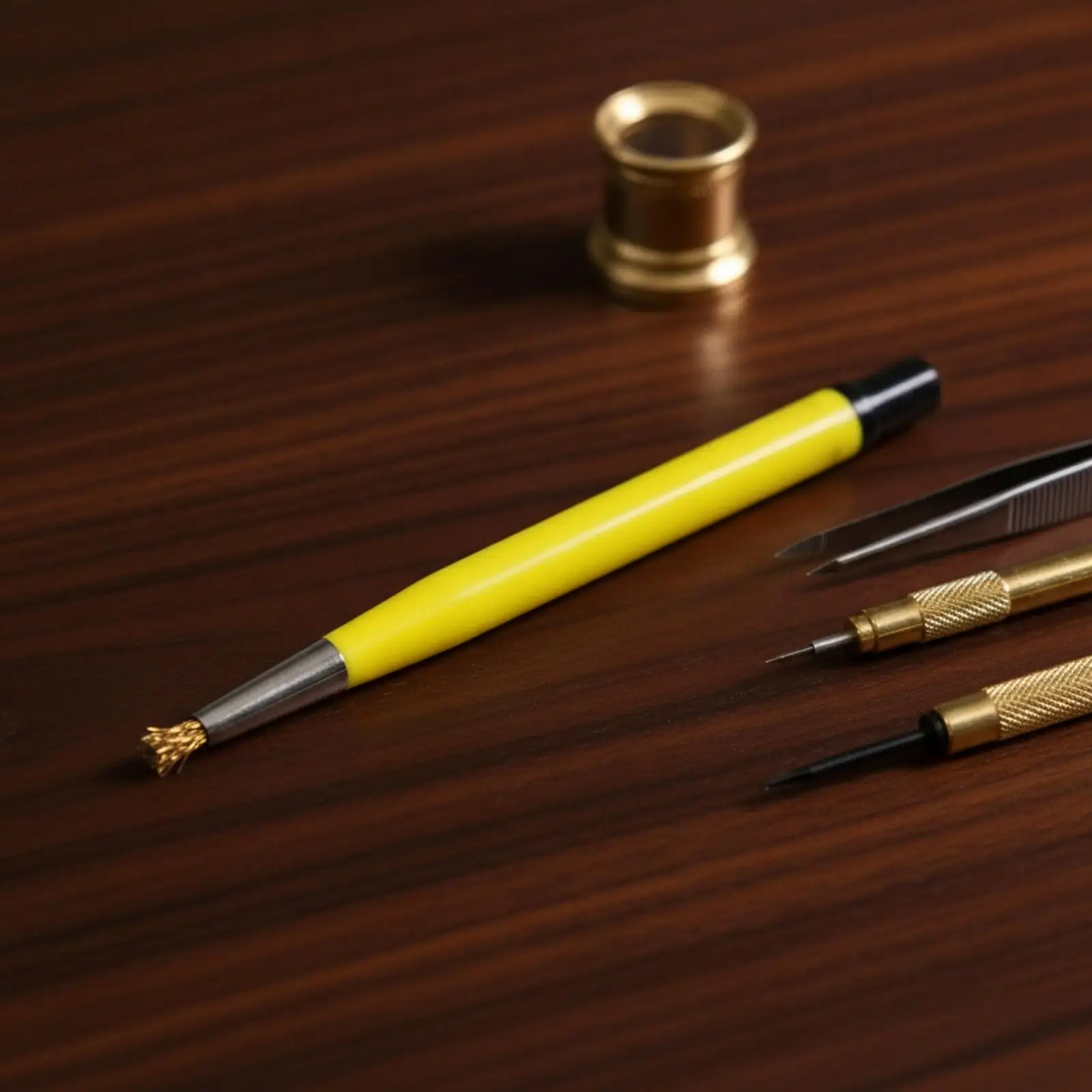 Pen-Style Cleaning Brush Small Brush with Pointed Bristle Tip Precision Slim for Hobbyists, Rust Removal