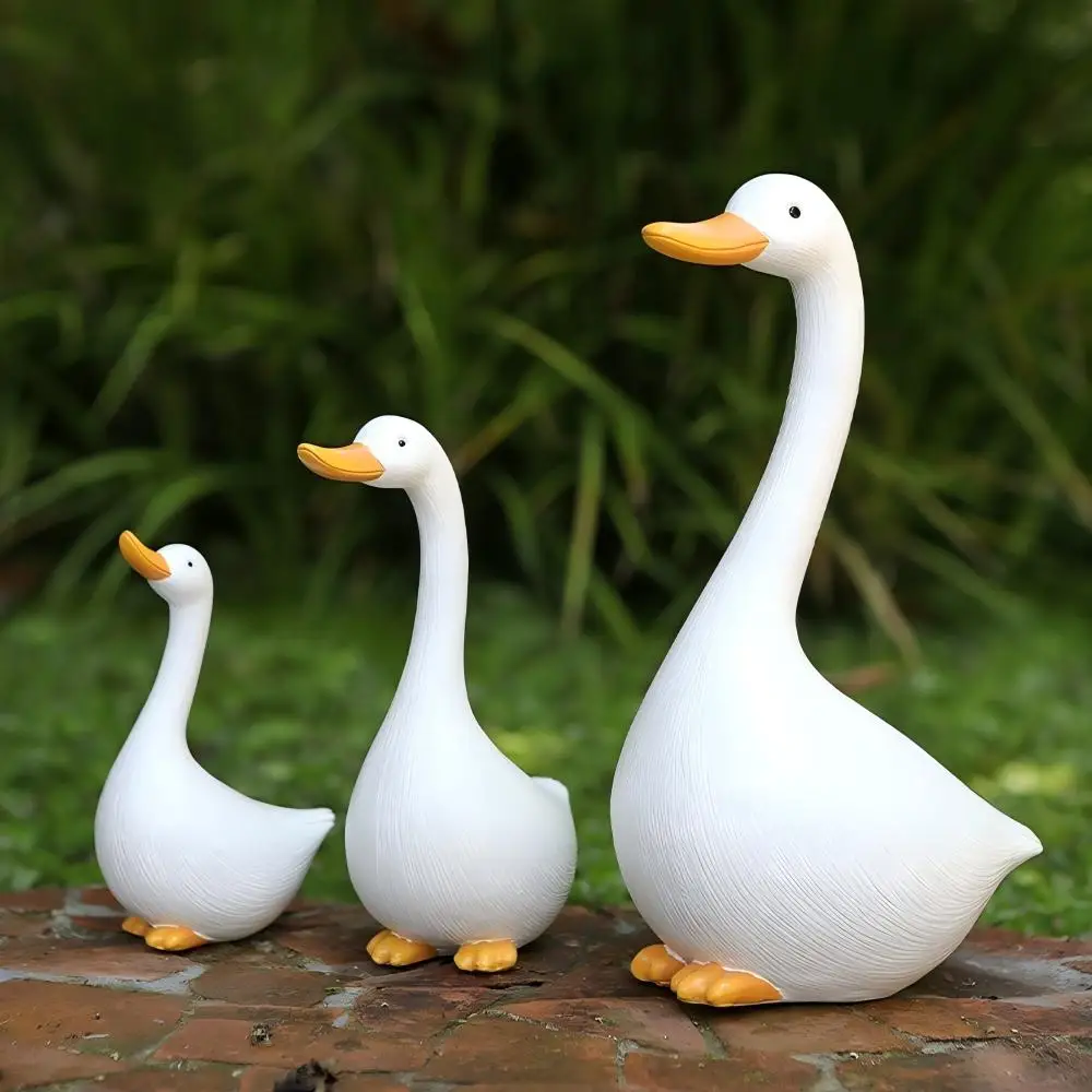 Simulated Long Neck White Duck Resin Decor Cartoon Animal Statue Outdoor Garden Decoration For Outdoor Garden Yard