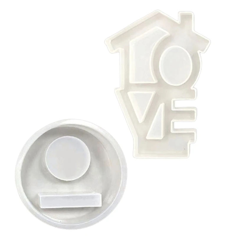 E15E Handmade Silicone Molds for Letter Shaped Candlestick Holders, 2pcs Home Decoration Craft Supplies for Daily Use