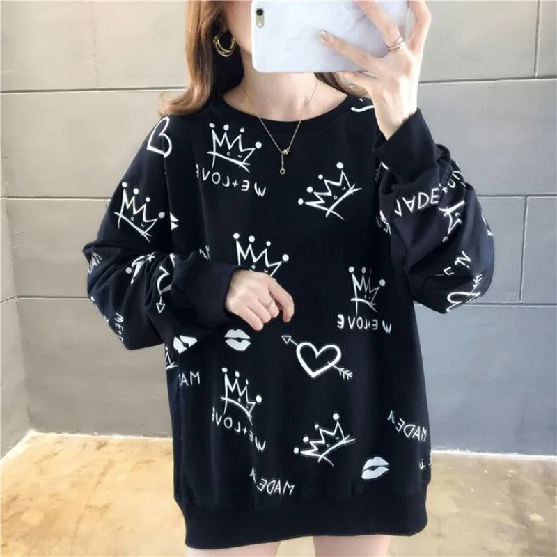 Sudaderas para mujer, ropa juvenil negra, Emo Sport, ropa de calle coreana Y2k japonesa, nuevo en jersey de talla grande para mujer, Top gráfico