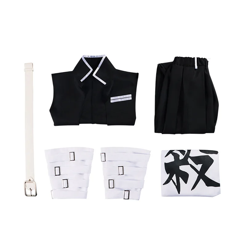 Shinazugawa Sanemi تأثيري حلي Kokyuu شعر مستعار فريق الحفلات موحدة لباس أبيض أسود رجل كرنفال هالوين زي للرجال