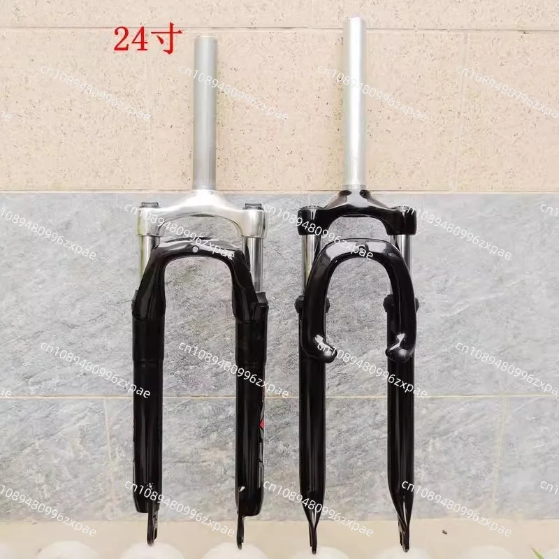 24 Inch Mountain Bike Spring Suspension Front Fork Disc Brake V Brake Aluminum Crown Straight Tube