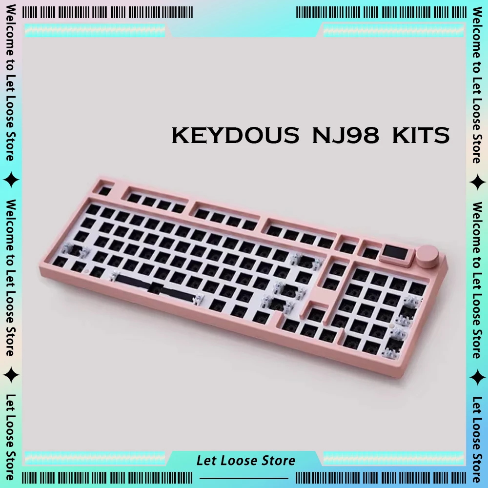 Keydous NJ98 Mechanical Keyboards Kits Hot Swap Wireless Bluetooth 3 Mode Aluminum Brass with Knob Multi-system compatibility