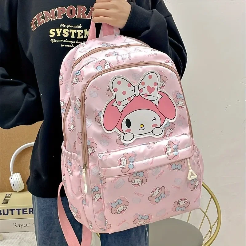 Plecak studencki Hello Kitty Sanrio o dużej pojemności, nylonowy tornister Kuromi Melody Cinnamoroll Cartoon Anime, uroczy plecak