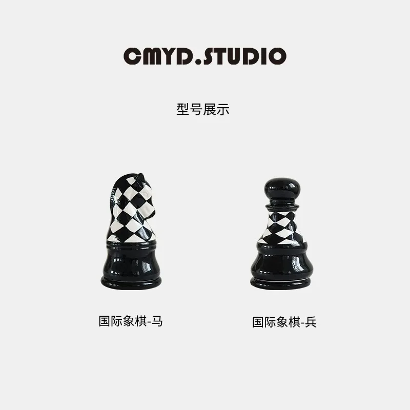 

CMYD creative ceramic chess toothpick barrel, dustproof dental floss cotton swab storage