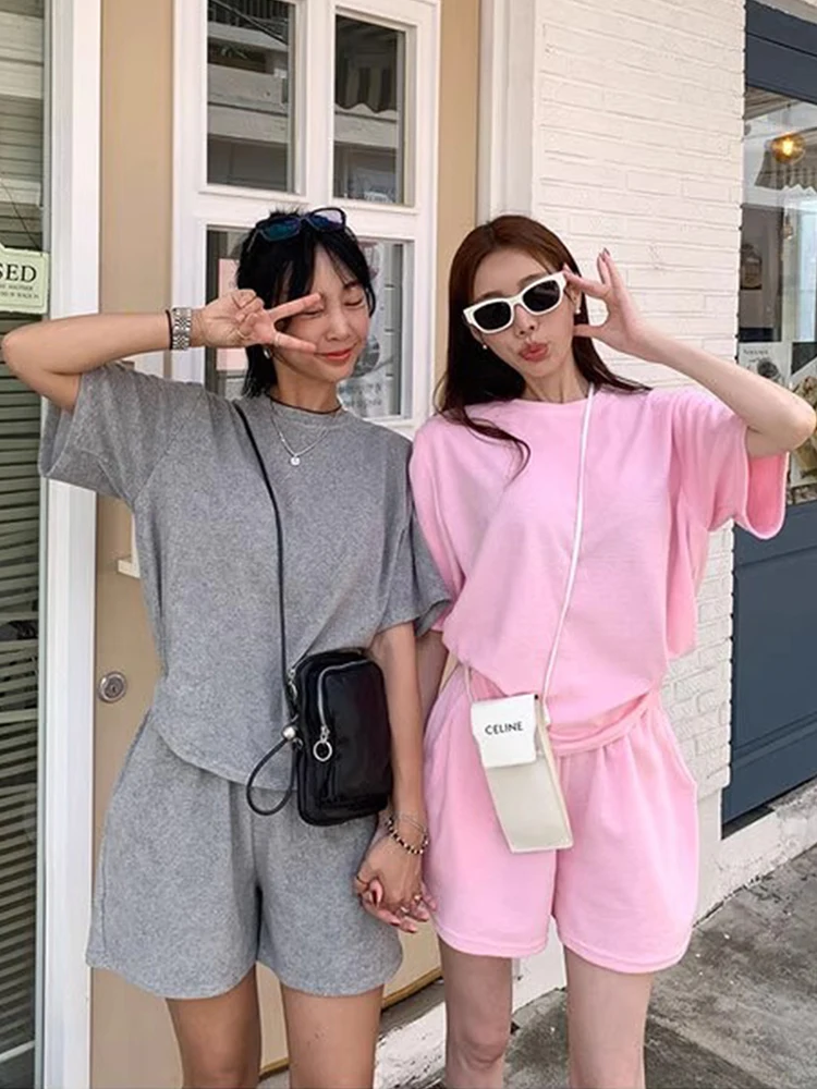 

Youthful Loose Casual ort Sve T-irt Women's Summer New Sle Versatile High Waist Casual orts Faionable Two-Piece Set