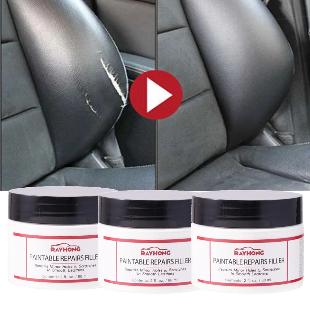 Image of 1/3 Stück Natürliche Leder-Reparaturpaste, Autoleder-Wiederherstellungspaste, überstreichbare Restaurierungscreme für Risse, Löcher und Verbrennungen