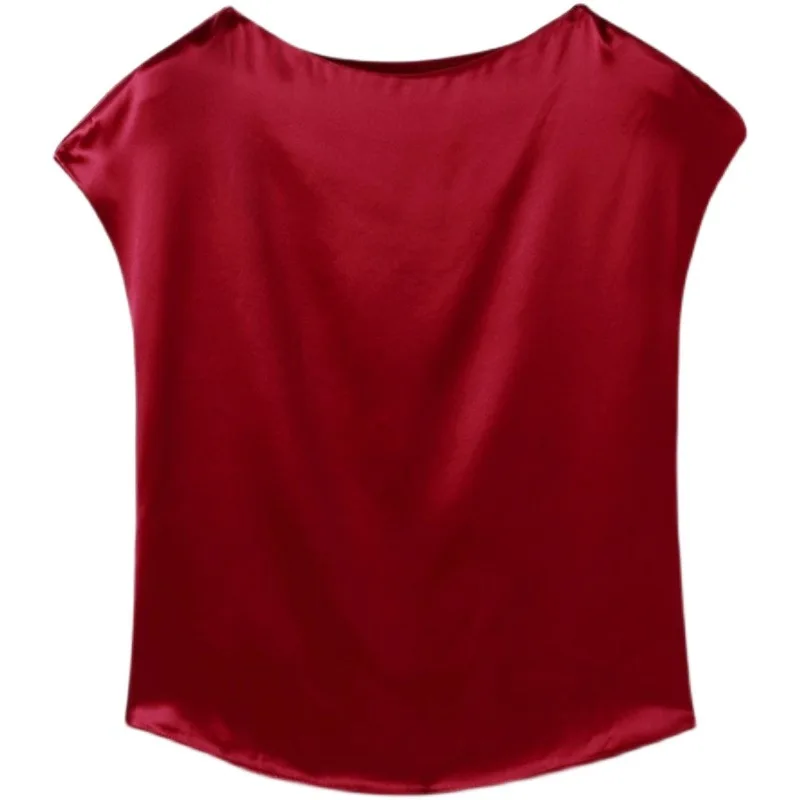 Chemisier d'été ultra doux pour femme, t-shirt manches chauve-souris, simple, à la mode, haut à manches courtes, gilet sans manches, sous-vêtement