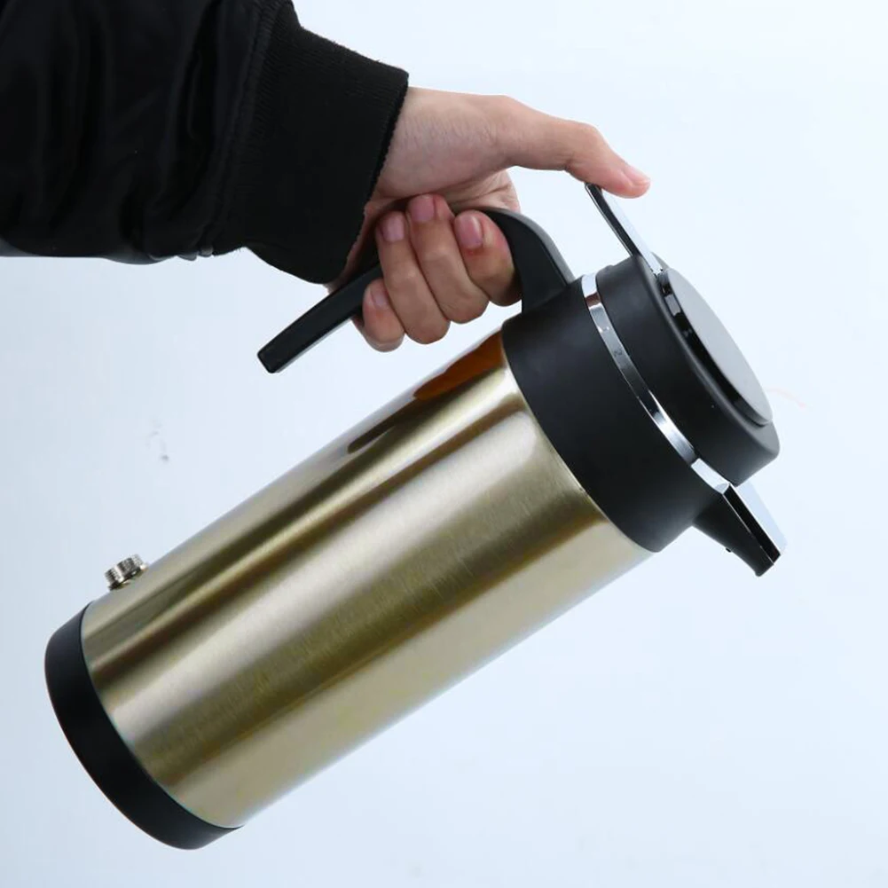 1200 ML Car Hot Kettle Portable Water Heater Large Capacity 12/24 V Tea Coffee Kettle Auto Shut Off Fast Boiling for Travel Home