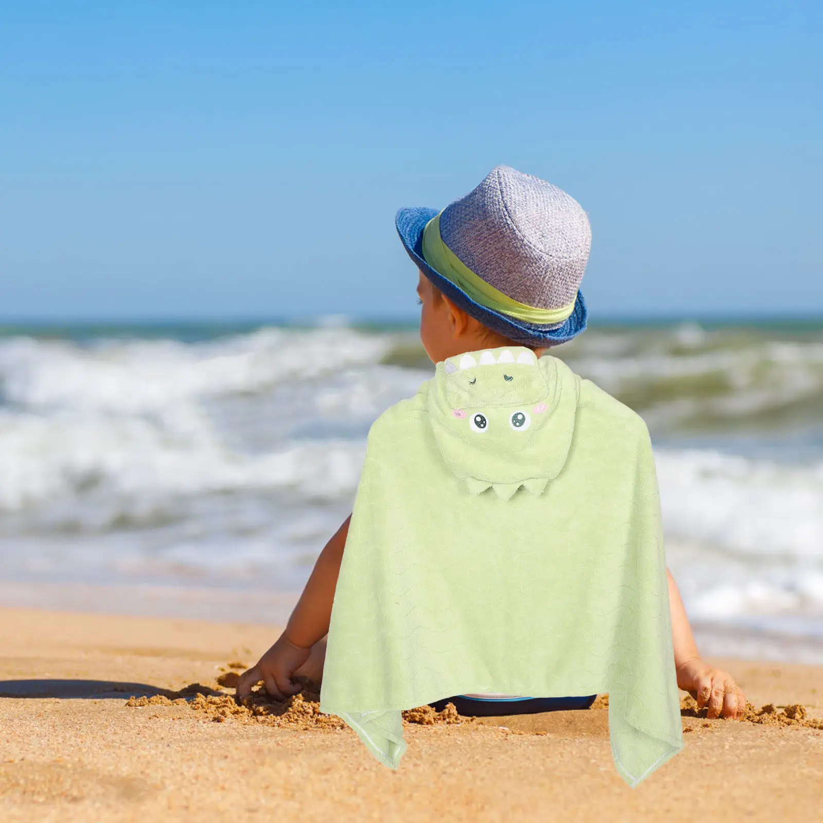 

Детский халат-пончо с капюшоном в виде динозавра, полотенце-плед для малышей, пляжный халат для детей