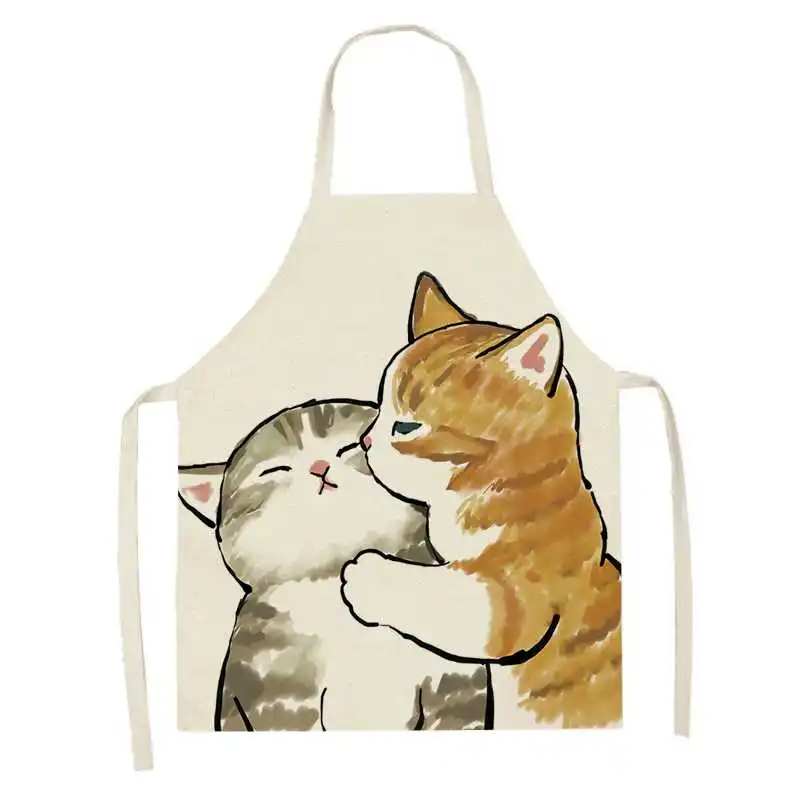 Kitchen apron Cute cartoon cat pattern  anti-stain and oil-proof sleeveless  Home Clean cooking baking accessories