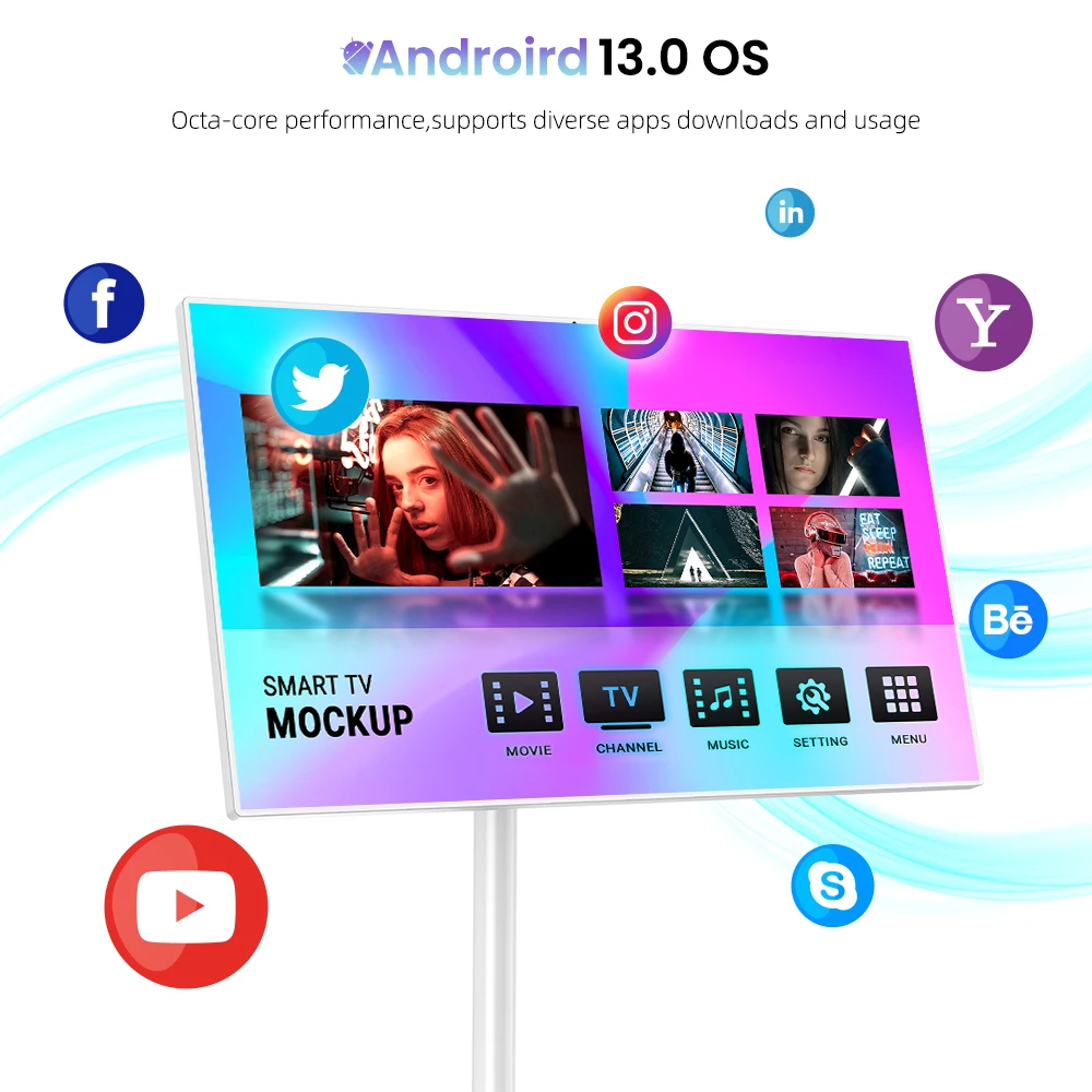 MWE EU/US المخزون المحلي 22/24/32/43 بوصة الترفيه المحمول شاشة أندرويد التلفزيون الذكي نظام أندرويد جودة عالية