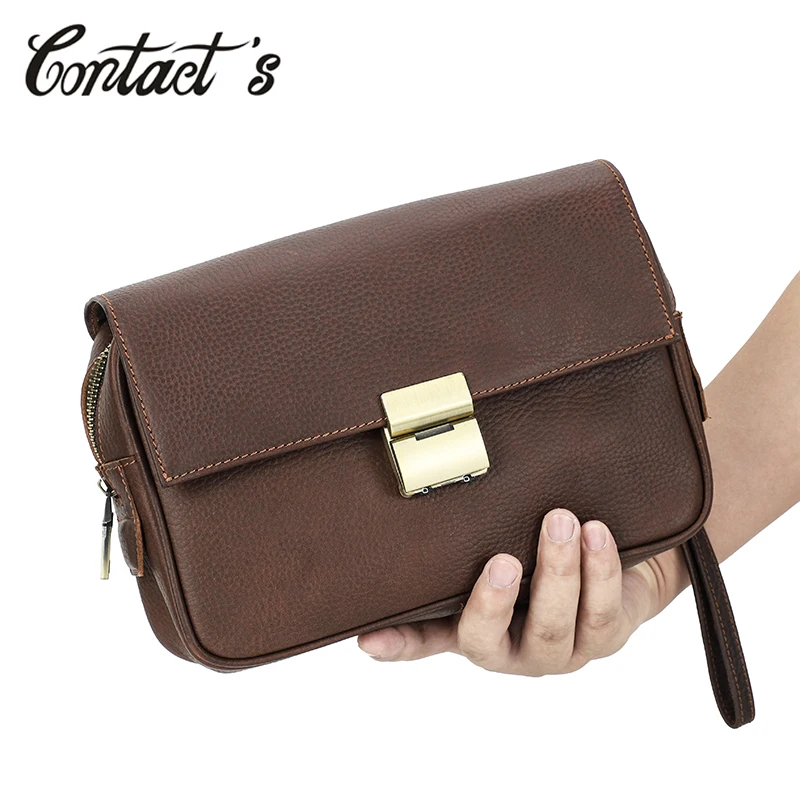 Men Clutch Password Design Bag Genuine Leather Male Handbag Wristlet Clutch Bags Wallet Large Capacity Long Purse for iPad Mini