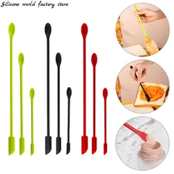 Silicone world 3 Pcs Scraper Mini Silicone Double-headed Small Tip Spatula Set Jam Cosmetic Bottle Silicone Scraper Kitchen Tool