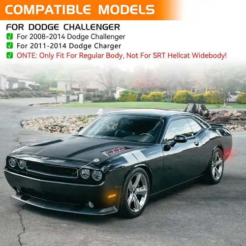 Imagen 2 del producto Para Dodge Challenger 2008-2014 lente ahumada luz LED de posición lateral señal de giro doble fila ámbar delantero rojo guardabarros lateral trasero Reflector
