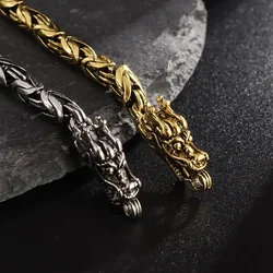 Vintage Men Jewelry Hip-hop Punk Double Dragon Head Keel Bracelet Retro Exaggerated Animal Accessories Party Gift