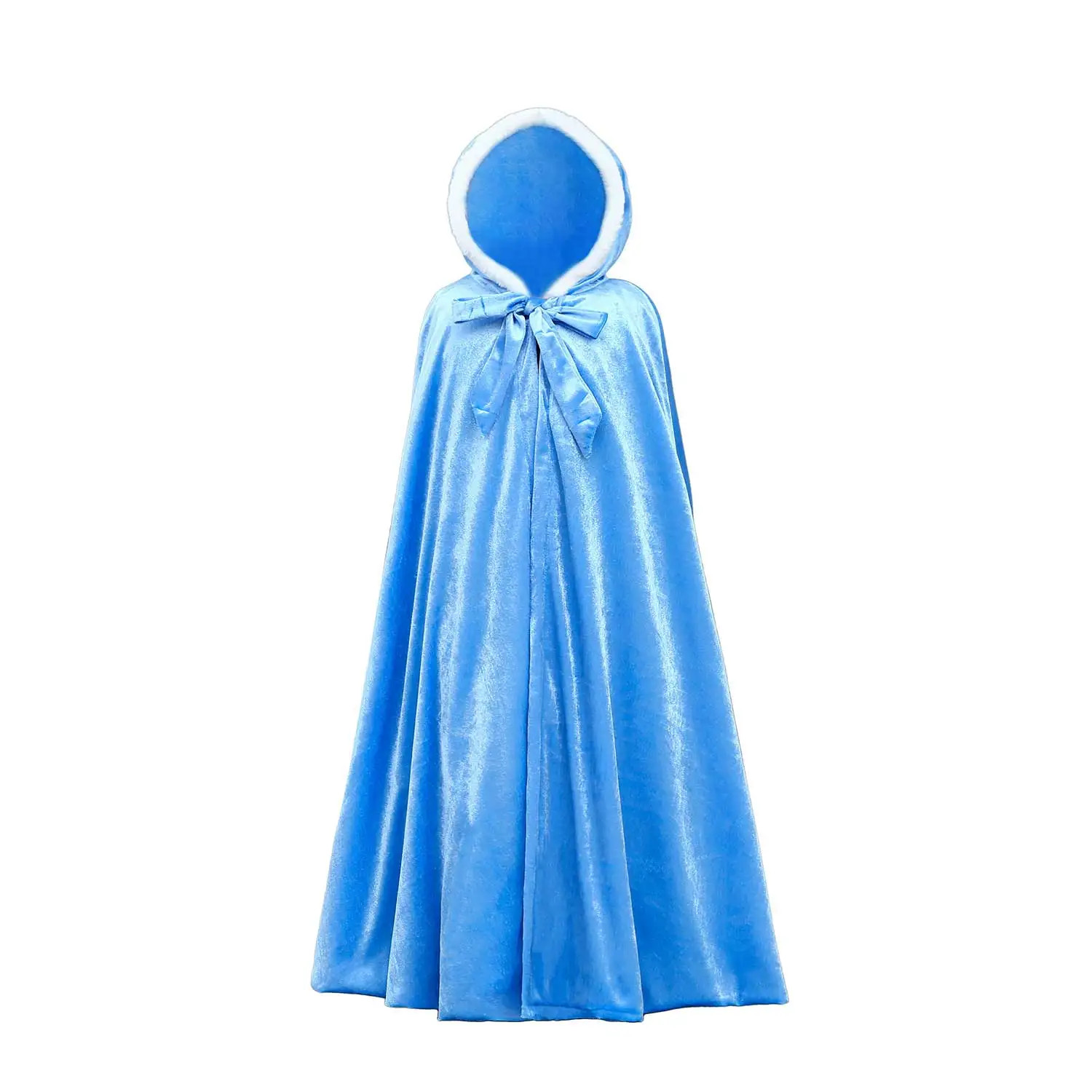 Girls Princess Anna Elsa Aurora Rapunzel Velvet Cosplay Costume Fancy Fairy Cinderella Long Cloak Hooded Cape