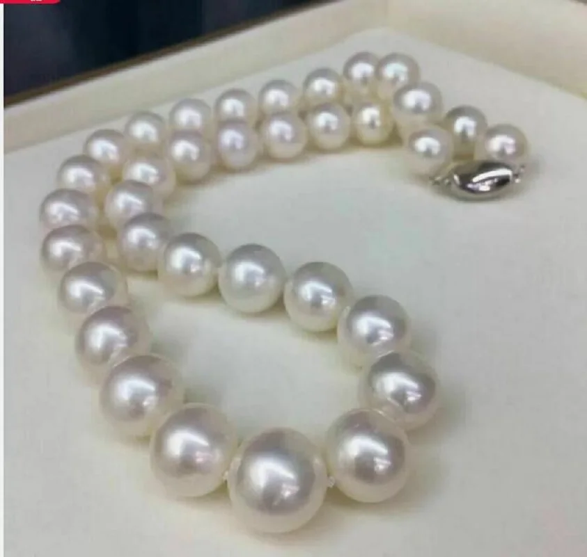 GENUINE NATURAL AAAAA 9-10MM Australian south sea white pearl necklace 18