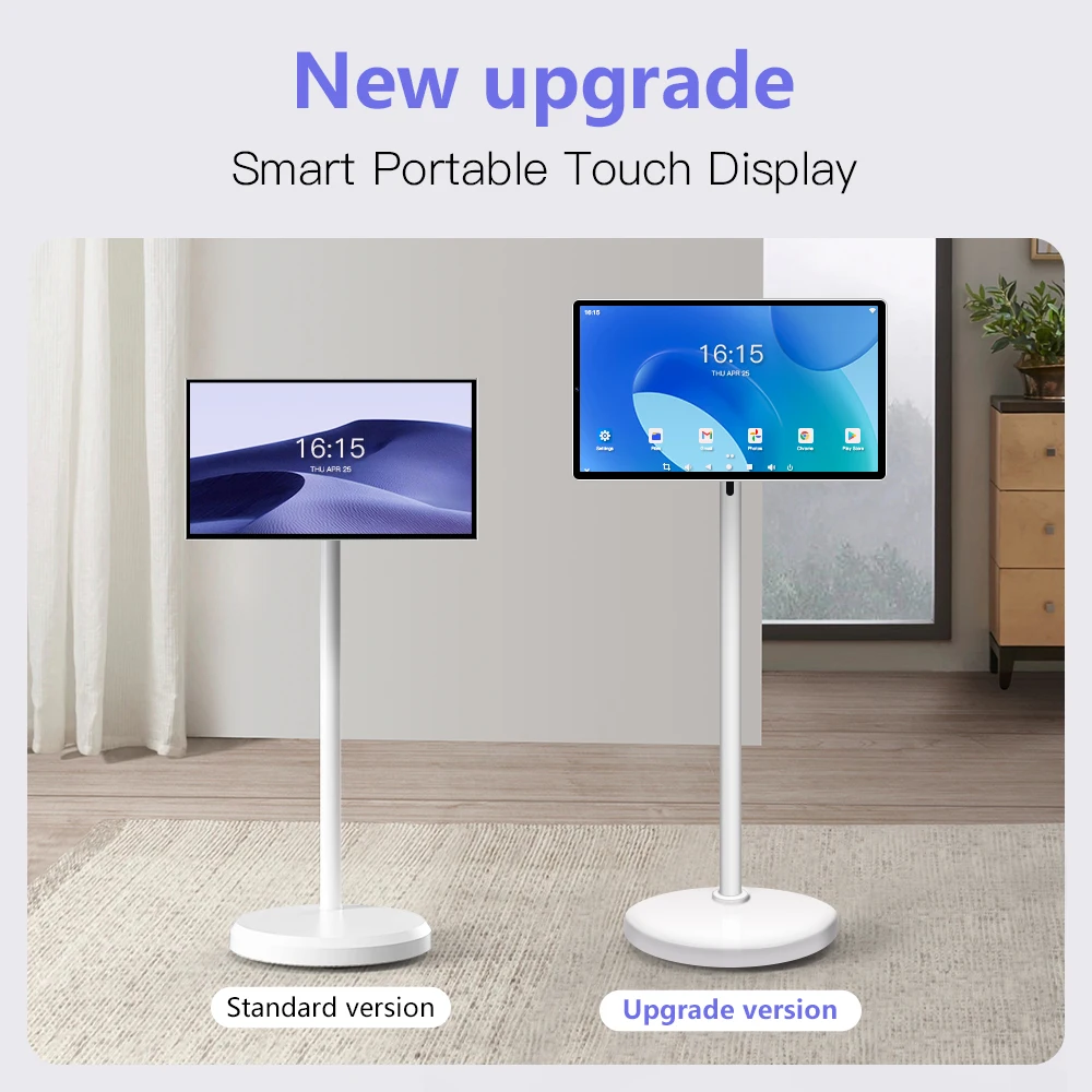 Smart TV Wifi Display Floor Stand smart display LCD Touch Screen Indoor by Android 12 Stand Tv Follow By Me Movable Tv