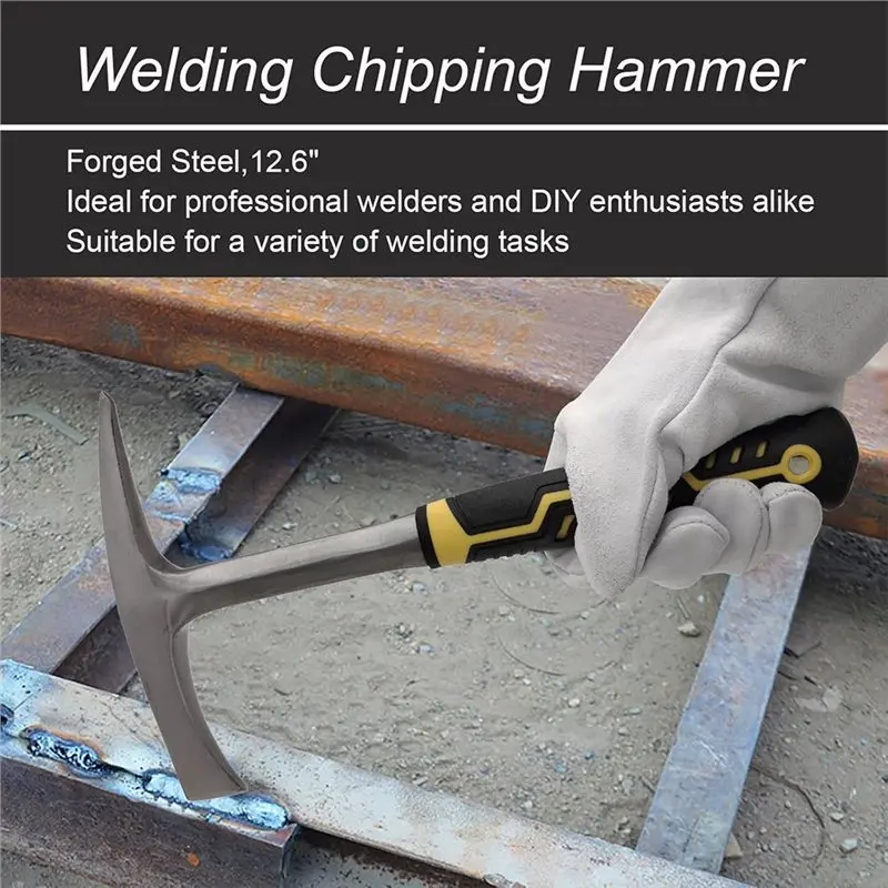 AB46-Professional Welding Kit Featuring 12.6 Inch Chipping Hammer, 28 Oz Forged-Steele, 10 Inch Leather Gloves