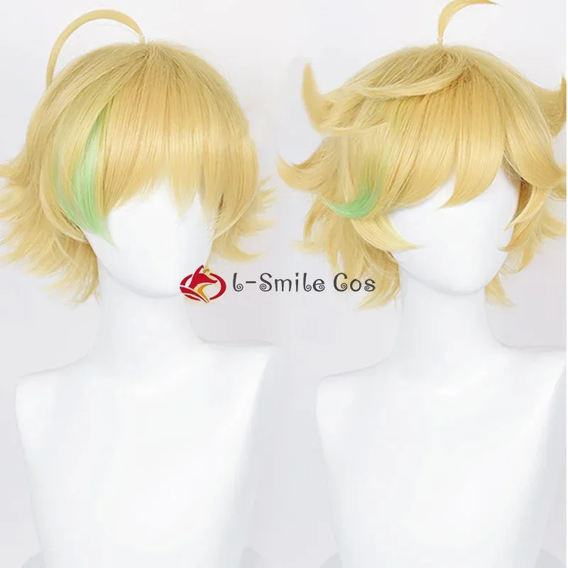 2025 لعبة ES Harukawa Sora الذهبي الأصفر قصيرة تأثيري الباروكات مقاومة للحرارة الاصطناعية الشعر أنيمي رجل + غطاء شعر مستعار #1