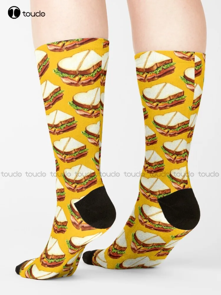 

Ham Sandwich Pattern Socks Men'S Athletic Socks Personalized Custom Unisex Adult Teen Youth Socks 360° Digital Print Harajuku