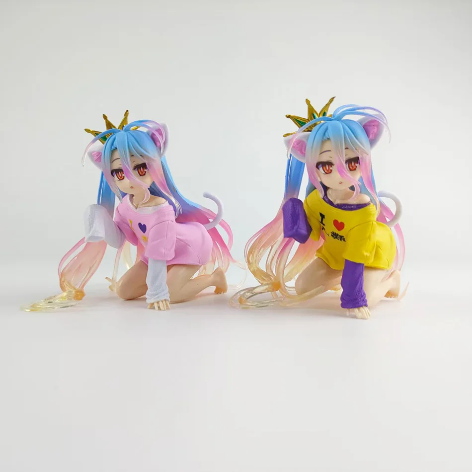 10cm 노 게임 노 라이프 애니메이션 피규어 데스크탑 귀여운 고양이 귀 시로 액션 피규어 방 장식 PVC 성인 컬렉션 모델 인형 장난감