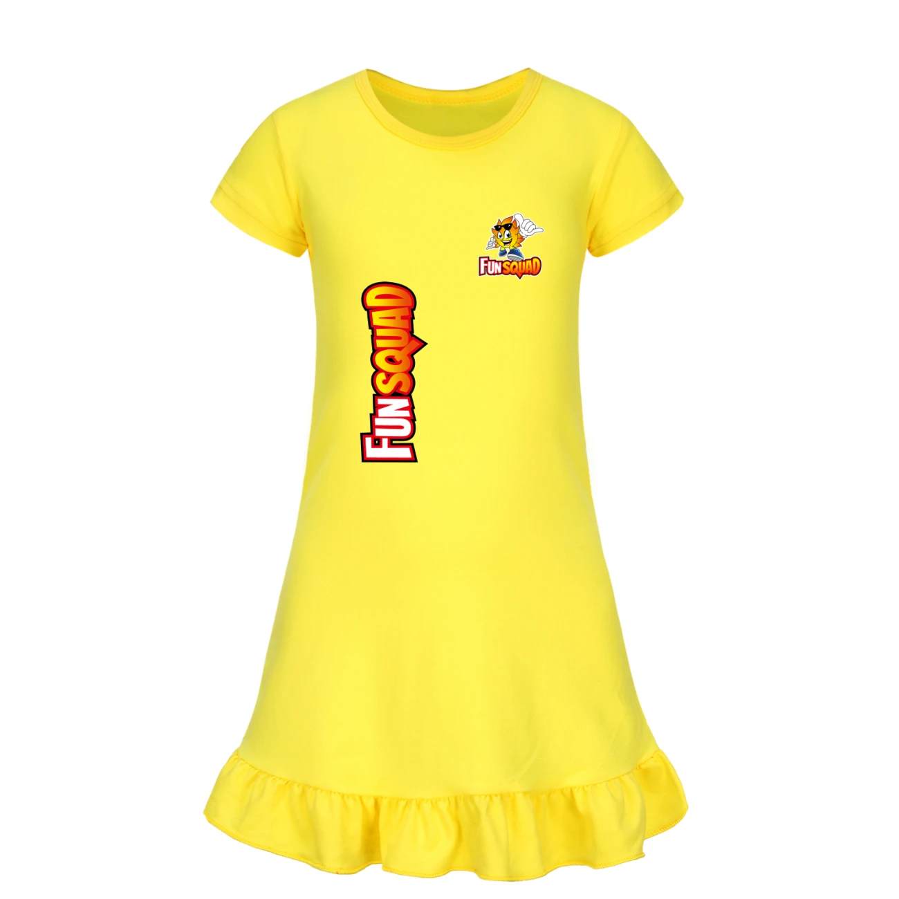 Fun Squad Gaming Kids Cotton Nightgown Cartoon Nightdress Girls Sleepwear Nightie Summer Short Sleeves Nightwear Child Clothes