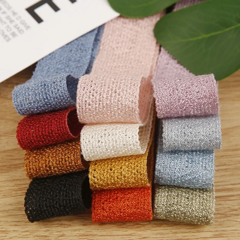 Knitting Wool Ribbon Cotton Linen Texture, Crafts Material, DIY Bows, Christmas Home Decor Gift Wrapping Lace Supplier, 50 Yards