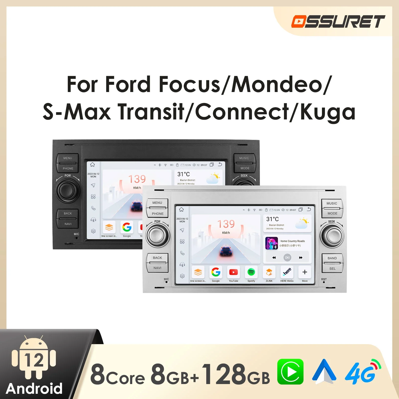 Android Car Radio for Ford Focus Fiesta Ford C S-max Fusion kuga Mondeo Galaxy 2 Car Multimedia GPS Carplay Android Auto Player