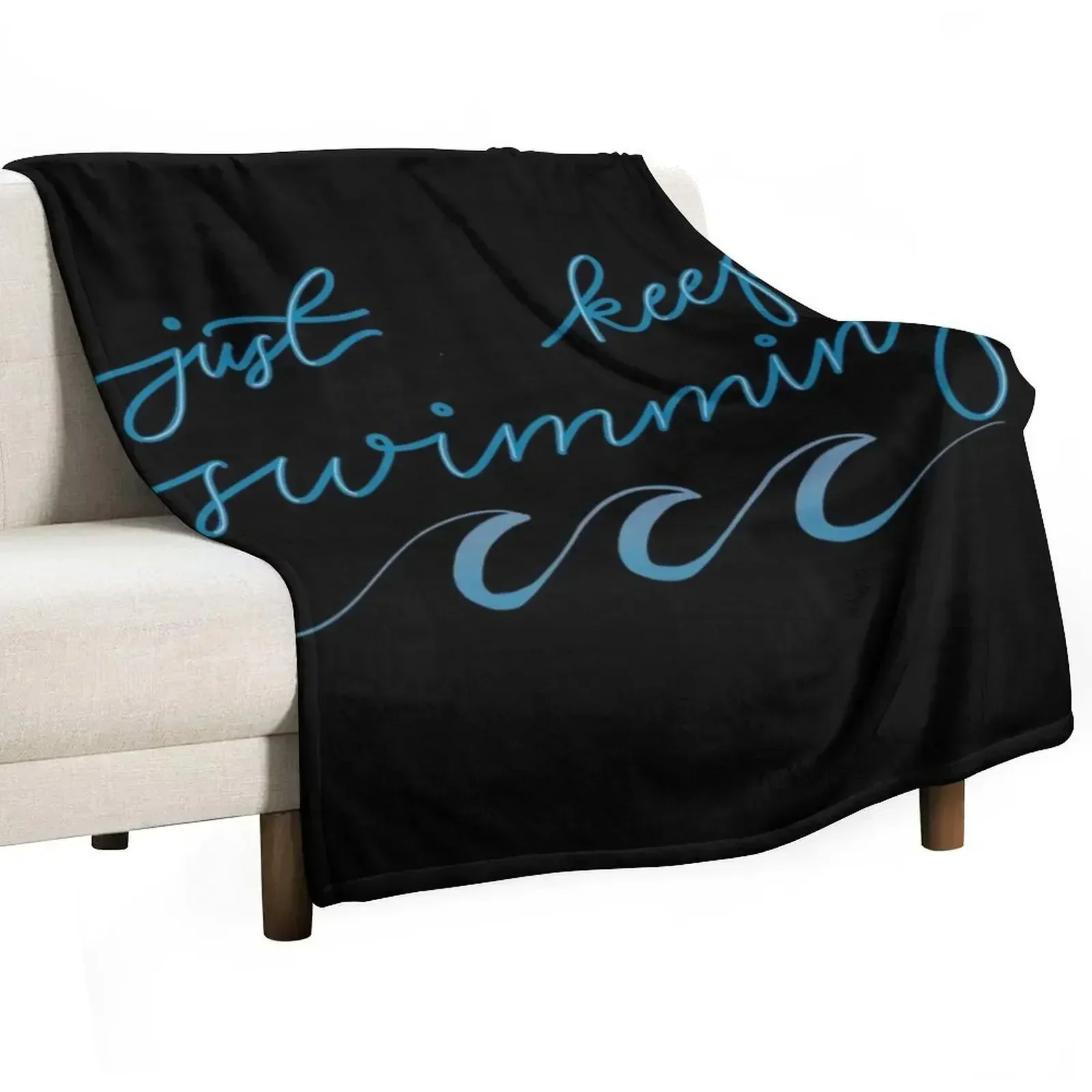 Just Keep Swimming Script Lettering Throw Blanket Beach Moving Bed covers For Decorative Sofa Flannels Blankets