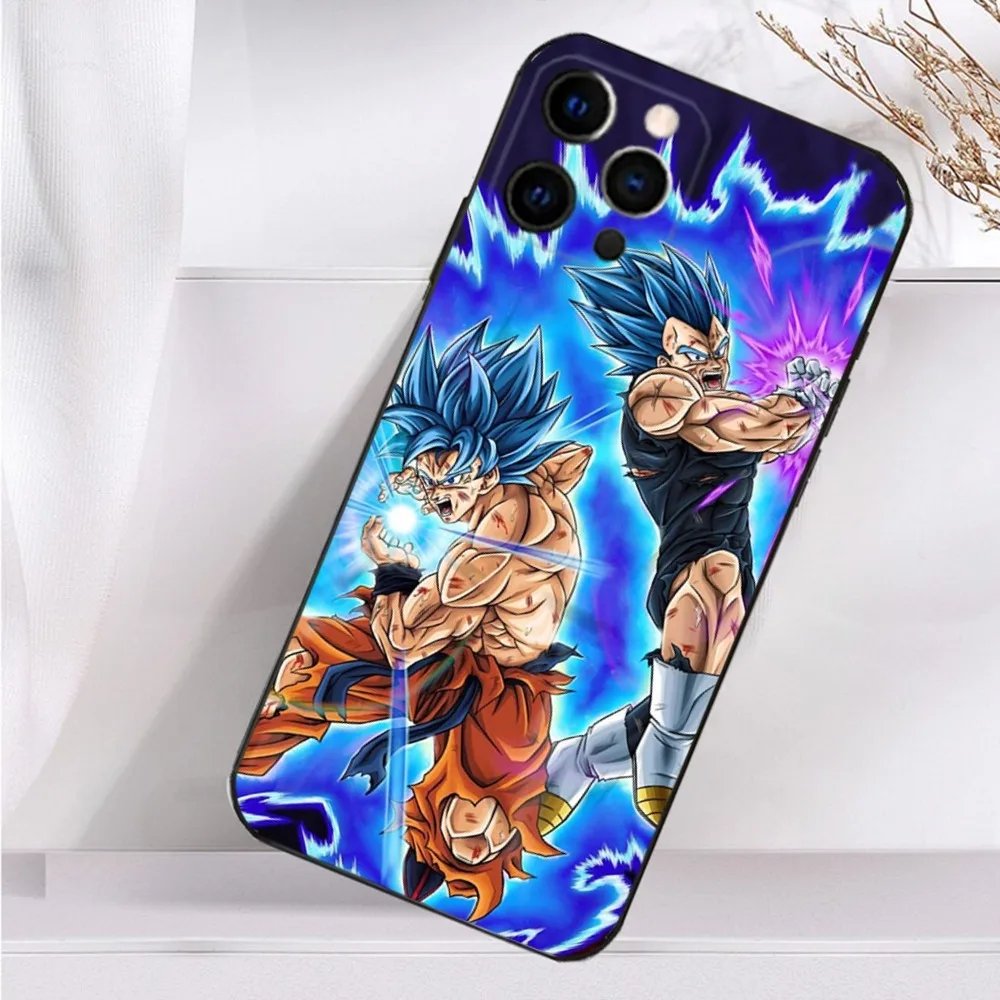 D-Dragon  Anime Ball Goku Phone Case For iPhone 16,15,14,13,12,11 Plus,Pro Max,XS,X,XR,SE,Mini,8,7 Soft Silicone Black Cover