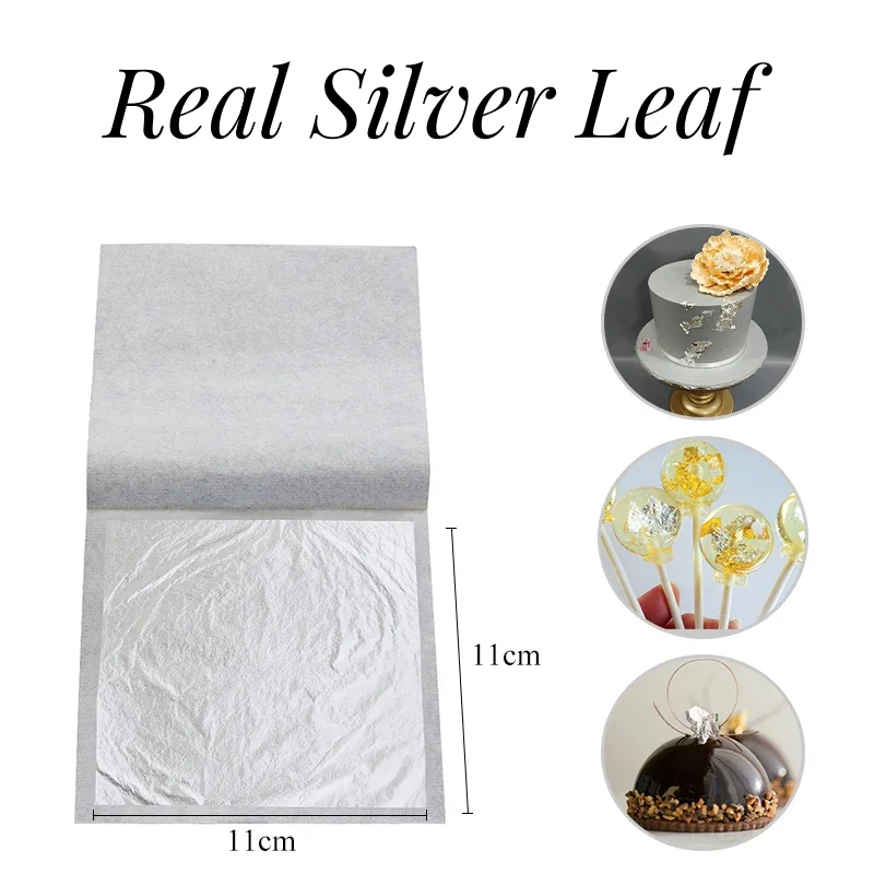 Pure Silver Leaf Real Silver Foil 10pcs 11x11cm for Female Cosmetics Food Decoration Arts Crafts Paper Painting Sheets