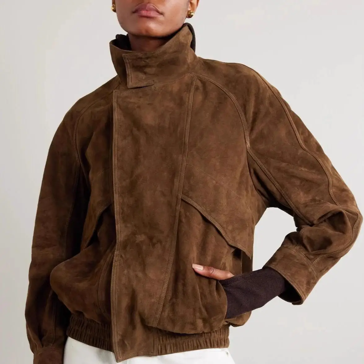 

Женская зимняя куртка-пилот в стиле ретро с замшевым воротником-стойкой, свободного кроя, для трансграничной торговли