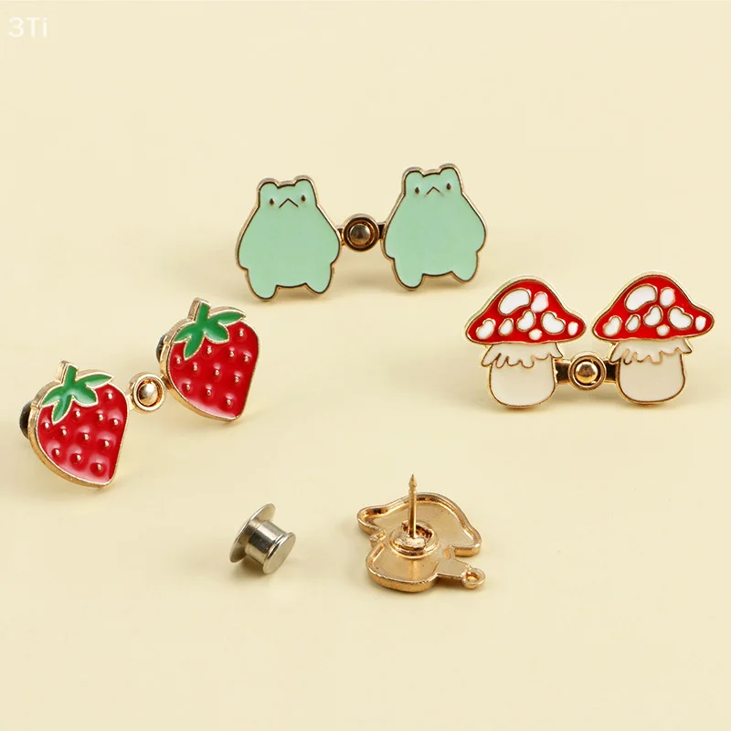 1 Paia Durevole Sostituzione Bottoni Jeans Kit di Riparazione Fragola/Rana/Fungo Bottone In Metallo Senza Cucito Pantaloni Riutilizzabili Spille Jeans