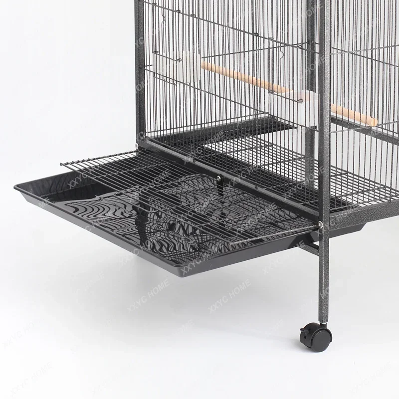 Large Metal Bird Cage with Wood Stand for Conures Lovebird Cockatiel Parakeets House Parrots Playground Activity Center