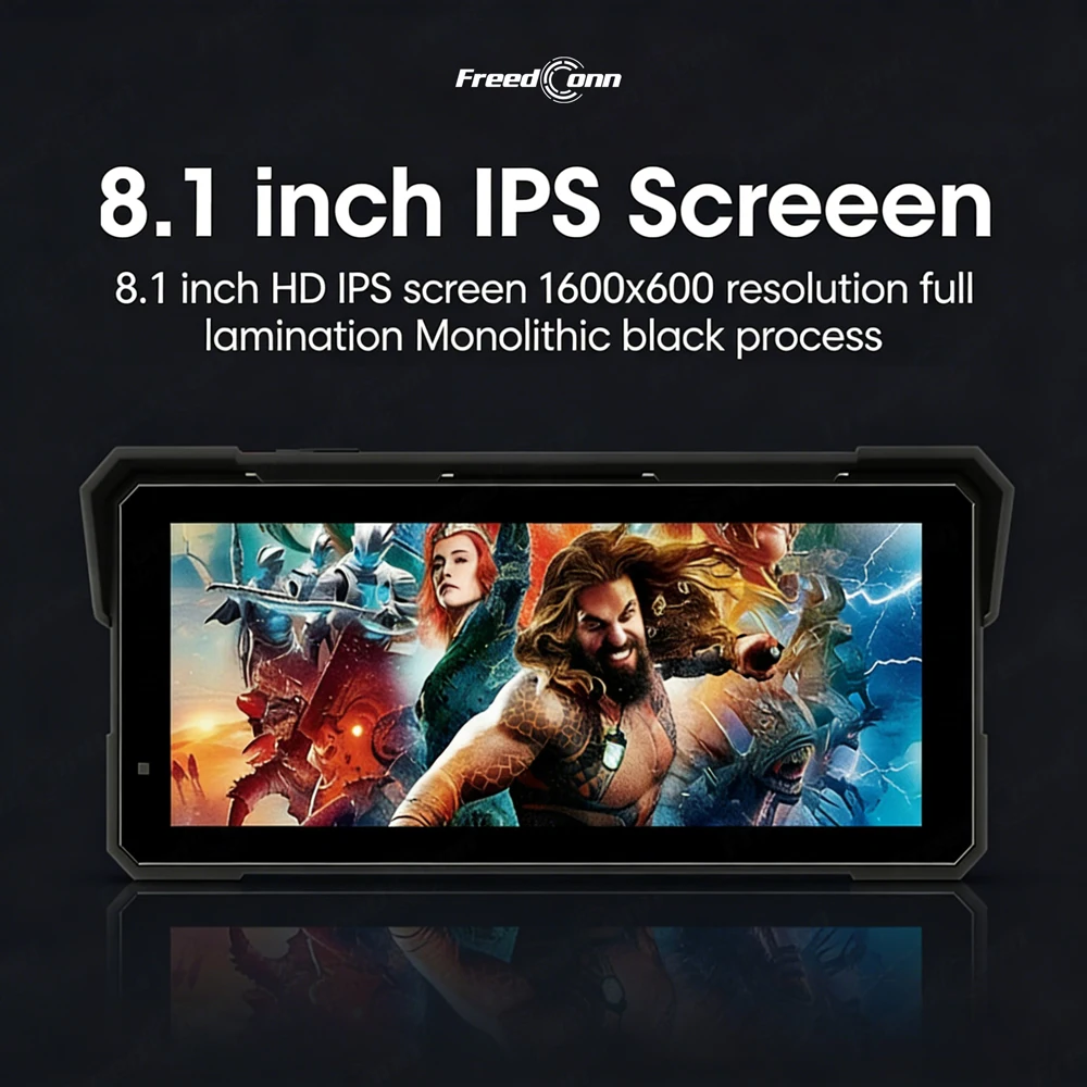 Freedconn 8.1 inch Portable Digital Dashboard Motorcycle Navigation GPS 4K DVR Wireless Carplay Android Auto Moto Recorder
