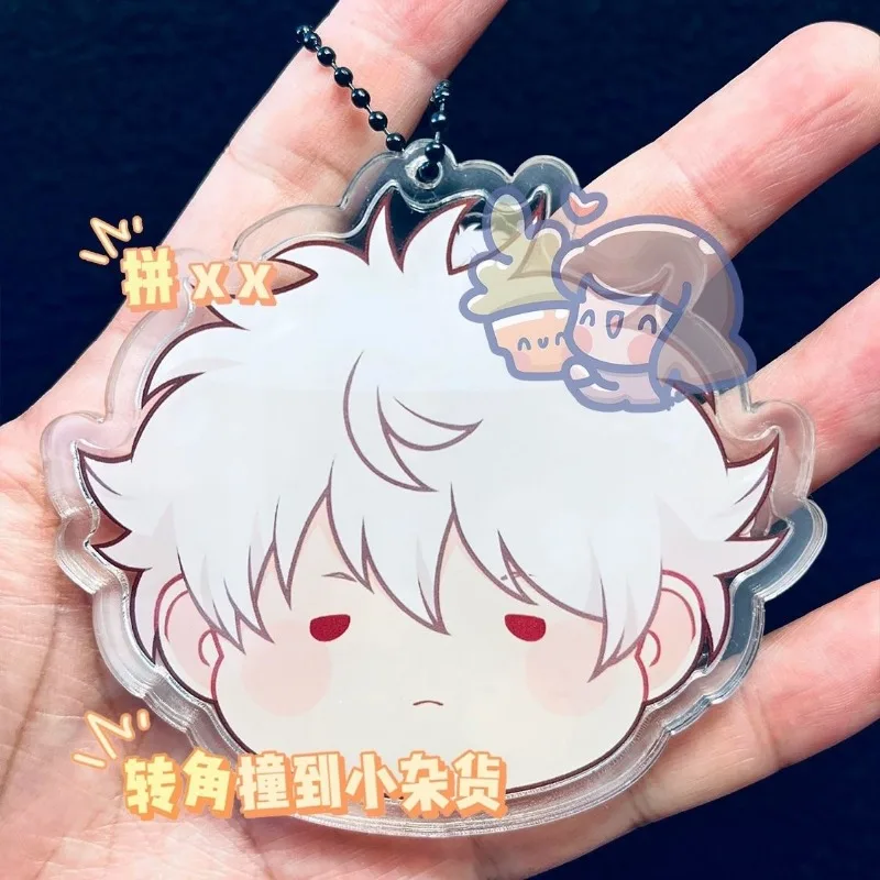 Sakata Gintoki Hijikata Toushirou Anime Keychian Shake Fighter Men GINTAMA Acrylic Keyring Figures Stand Bags Pendant Kids Gift