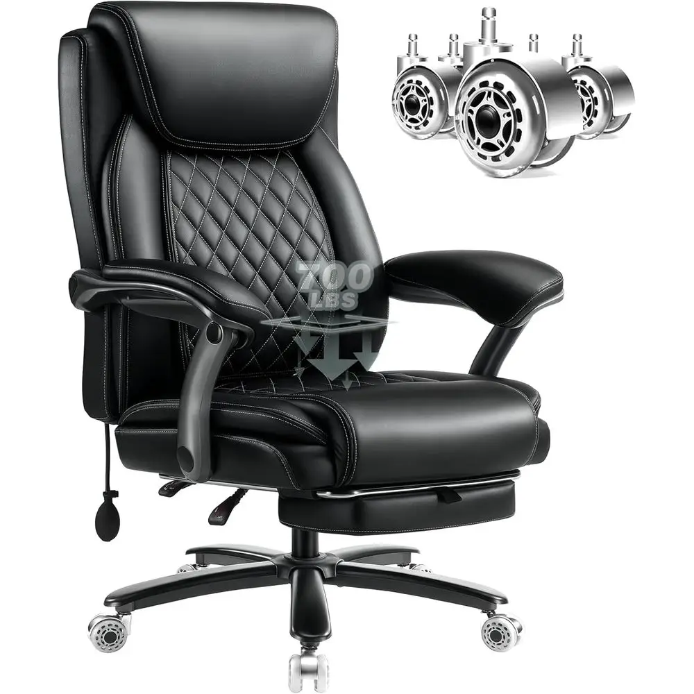 

Эргономичное офисное кресло для высоких и крупных людей с регулируемой спинкой, подставкой для ног и регулируемой поясничной поддержкой, выдерживающее нагрузку до 317 кг