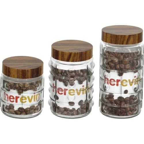 Herevin Three Sizes Button Glass Jar