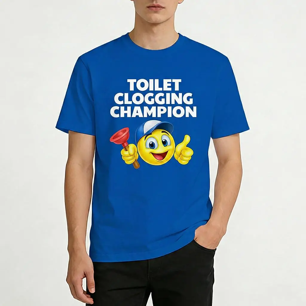 

Humorous Toilet Plunger Graphic T-shirt Men's Novelty Funny Meme Tees Party Daily Casual Summer Breathable Short Sleeve Tops