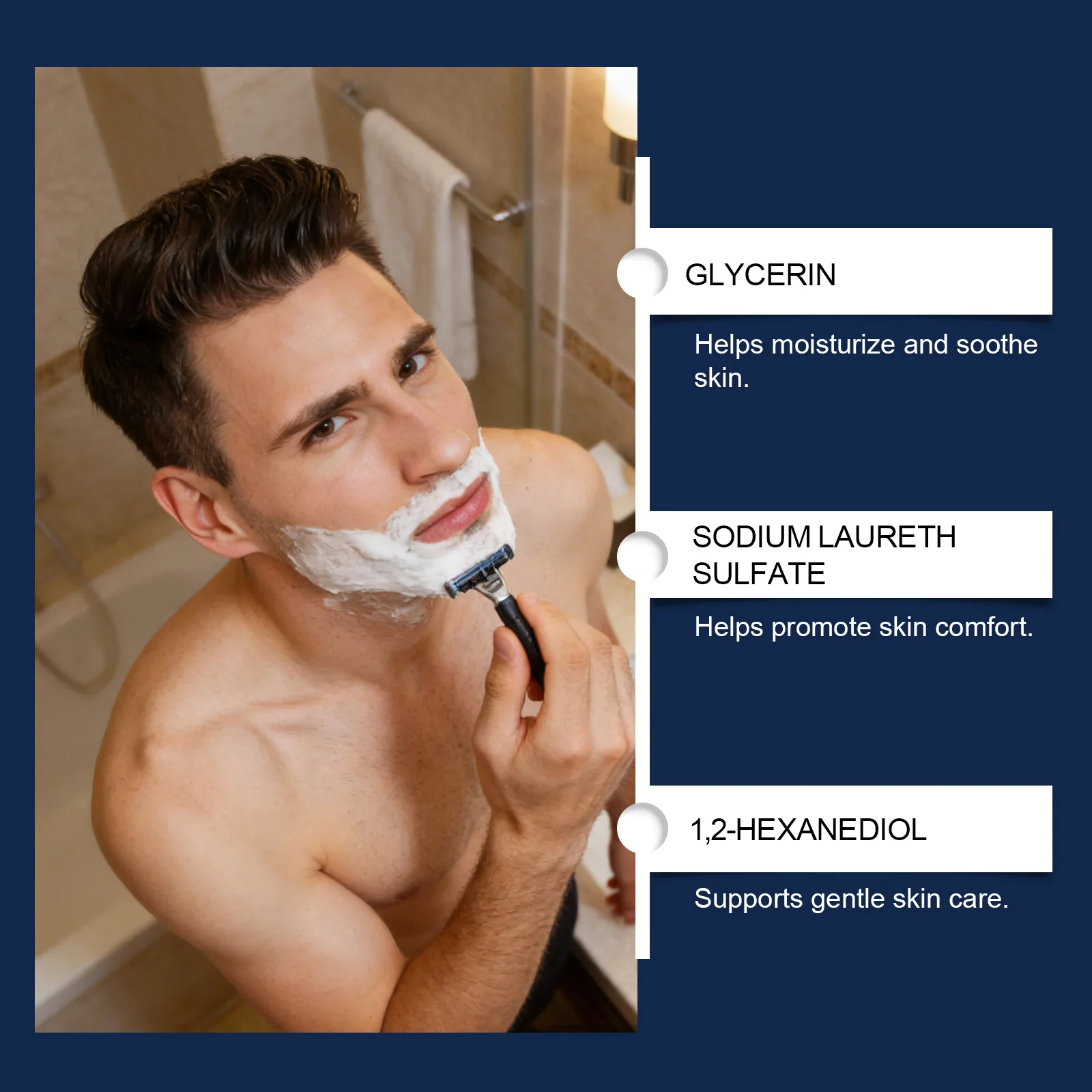 Men Smooth Shaving Cream, Daily Use, Soft Soothing, Hydrating, Nourishing, Refreshing Texture Non-sticky Light Care Cream view 4