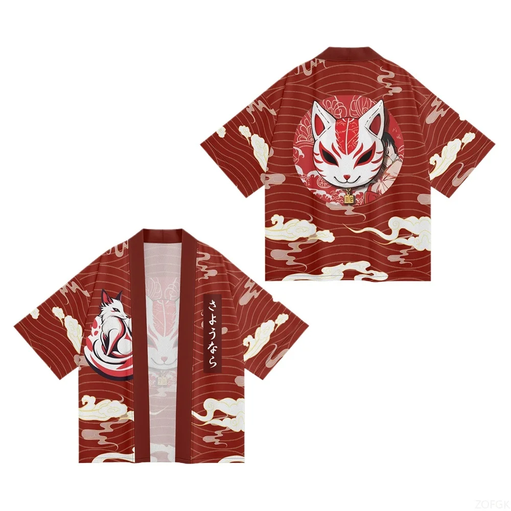 2025 China-Chic Dragon Japanese Kimono Feather Weave Cloak Taoist Robe Half Sleeve 3D Digital Print Top