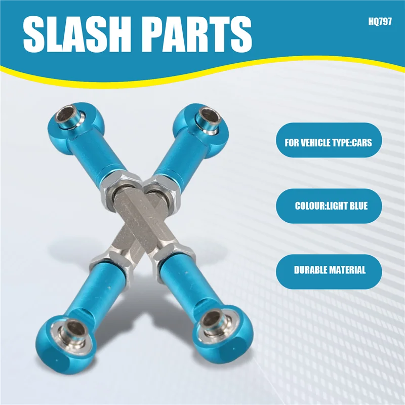 T84C-2Pcs 메탈 조절식 스티어링 링크 서보 링크 풀 로드 트랙사스 슬래시 4X4 5807 HQ727 1/10 RC 자동차 업그레이드 부품