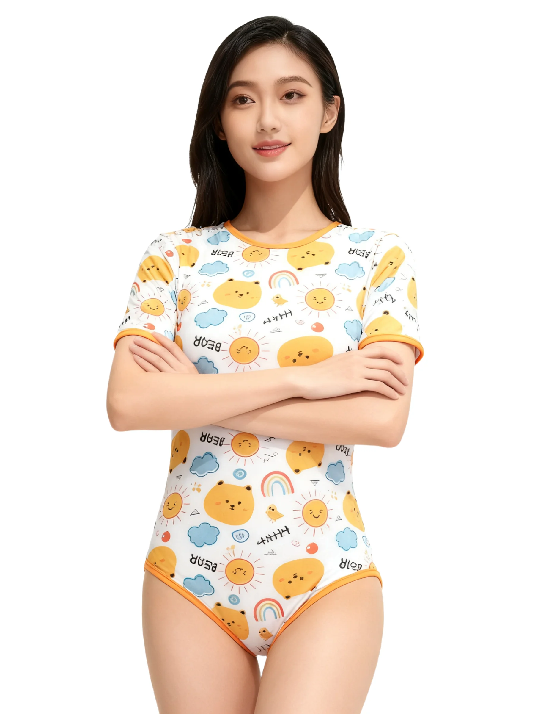 

Sun bear printing bodysuit/adult onesie/abdl clothes