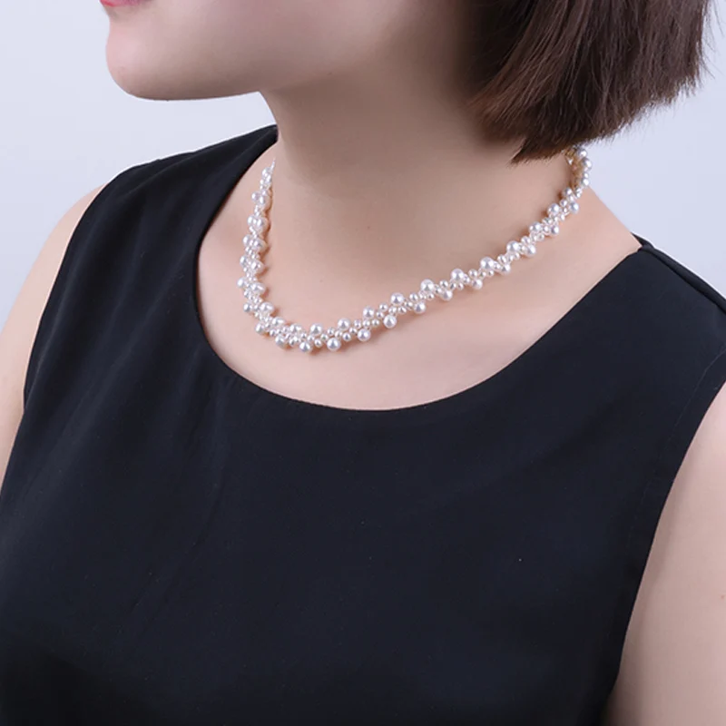 

New 3A Pearl Necklace European Style Personality Elegant Round Pearls Chain Choker for Ms Girl Travel Wedding Fashion Jewelry