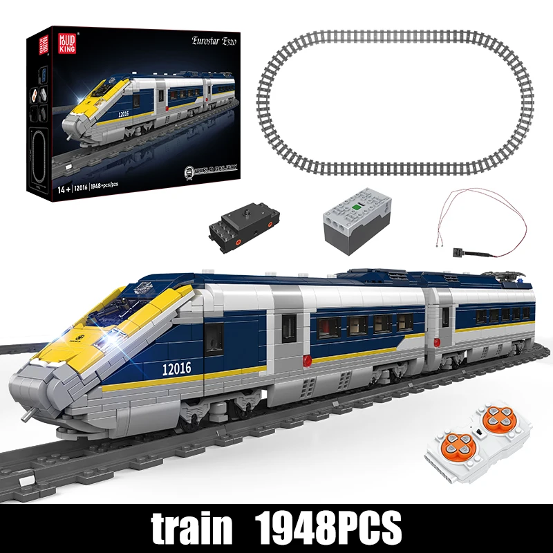 Mould King 12016 Technische Eisenbahn-Spielzeuge Der RC Europe Star E320 Baustein-Set MOC Dampflokomotive Weihnachtsgeschenk für Kinder