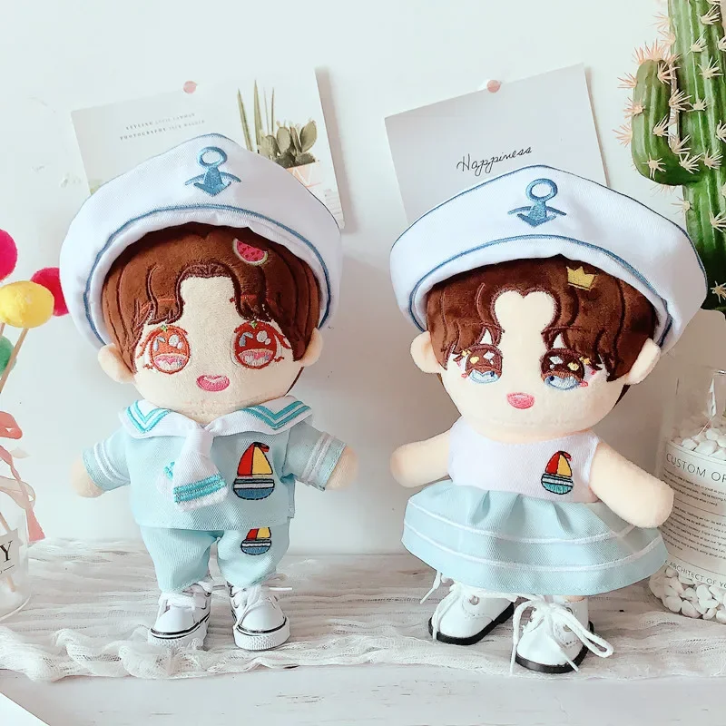 20cm Doll Clothes Lovely Hat navy uniform Suit Outfit Dolls Accessories for Korea Kpop EXO Cotton Idol Dolls Gift DIY Toys