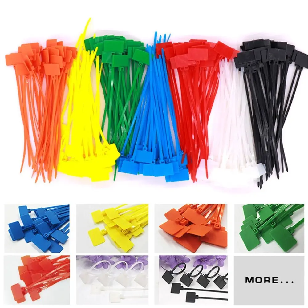 100pcs Strapping Tape Self-locking Zip Ties Mesh Wire Marker Markers Nylon Ties Cable Ties Cable Tag Colorful Tag