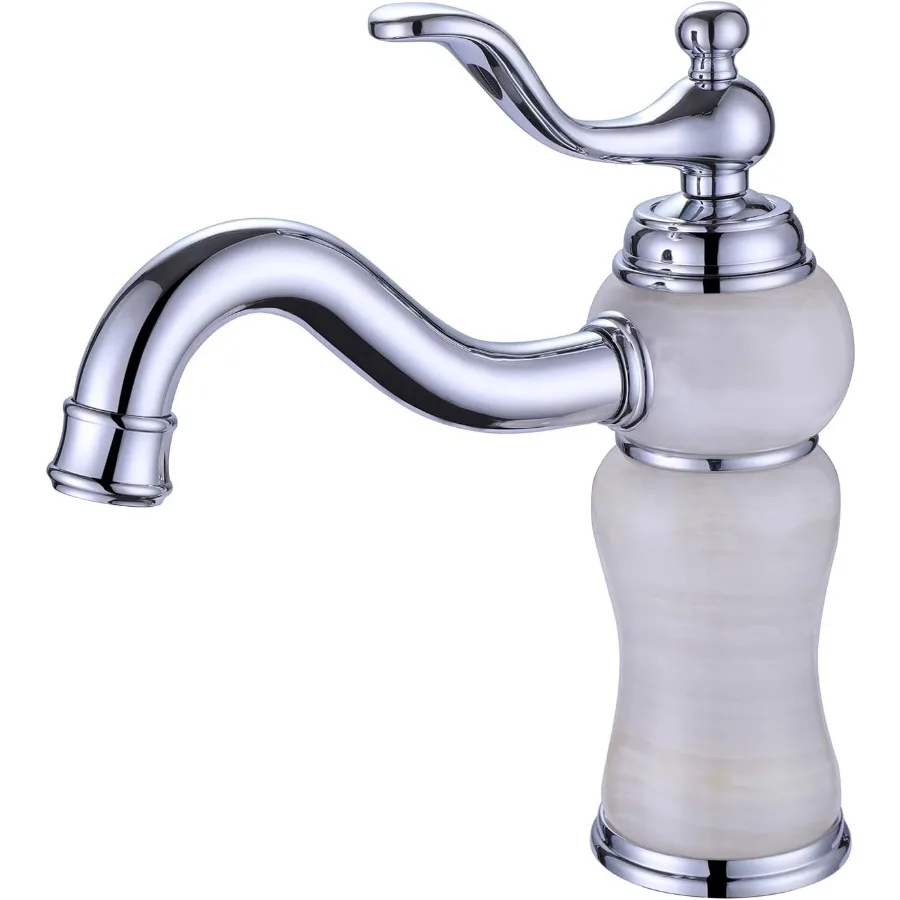 高級石クロム浴室の蛇口ヨーロッパの全銅と天然白石の洗面器洗面所の蛇口温水と冷水のシルバーミキサー